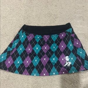 Trendy Argyle Mini Skirt - Black, Purple, and Teal